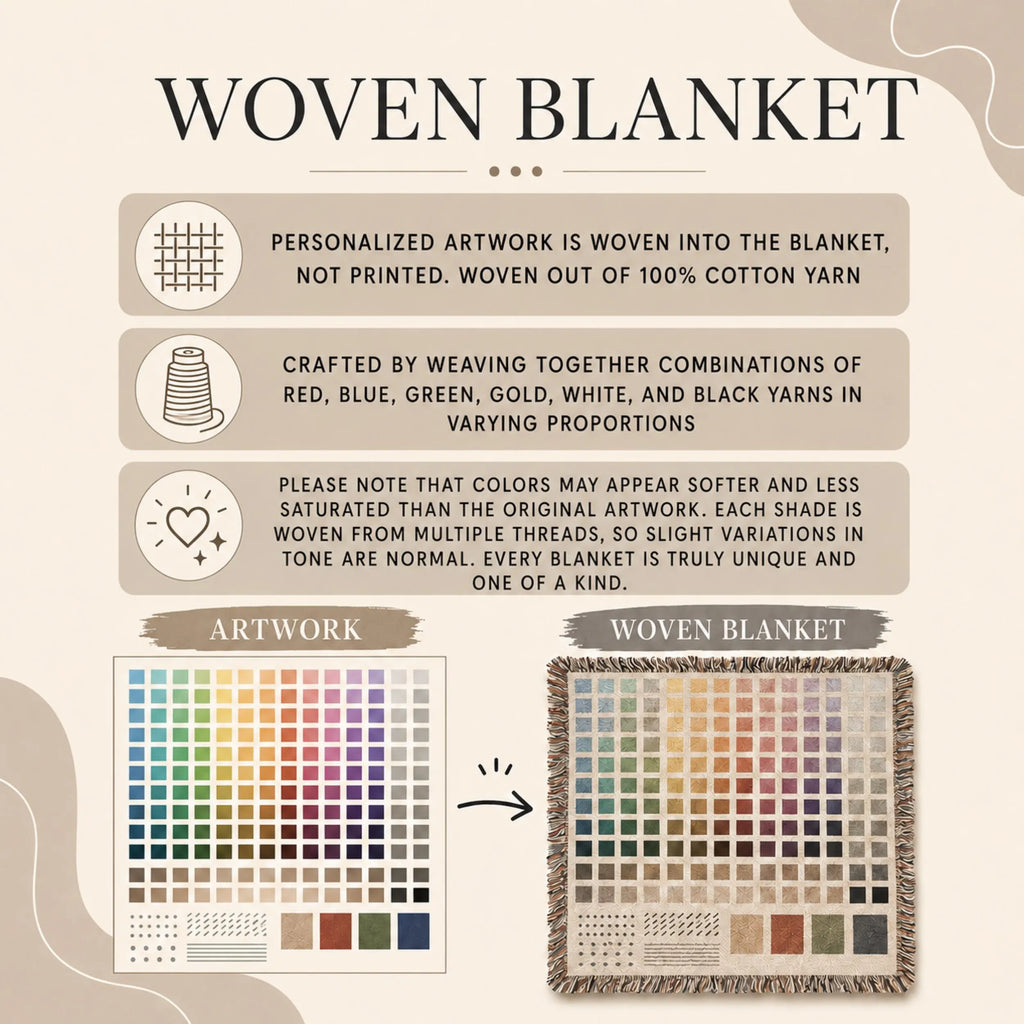 Personalized Blue Wedding Woven Blanket with Names & Date | Blue Floral Couple Gift
