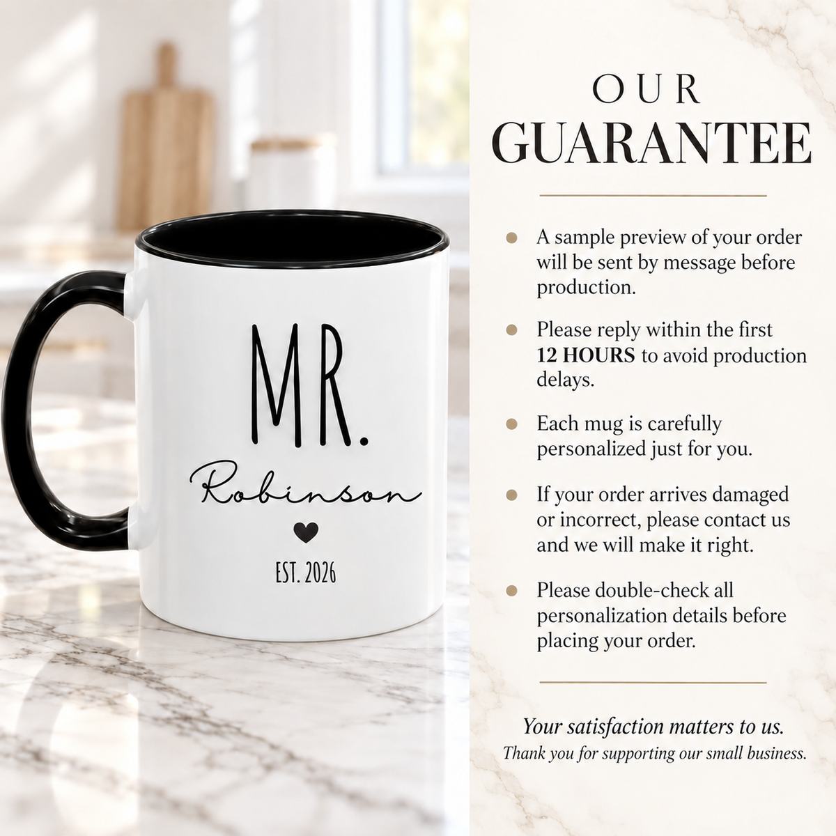 LAMIA personalized mug quality guarantee for custom wedding and anniversary gifts